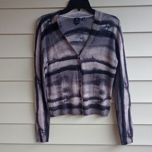100%CASHIMERE‎ Elegant Tie-Dye Button-Up Cardigan